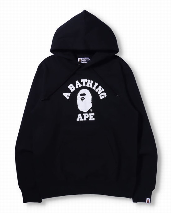 Pánské Mikiny S Kapucí Bape College Pullover Černé | 65912UTZX