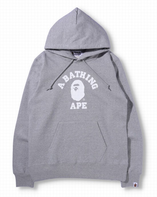 Pánské Mikiny S Kapucí Bape College Pullover Šedé | 67041CDAB