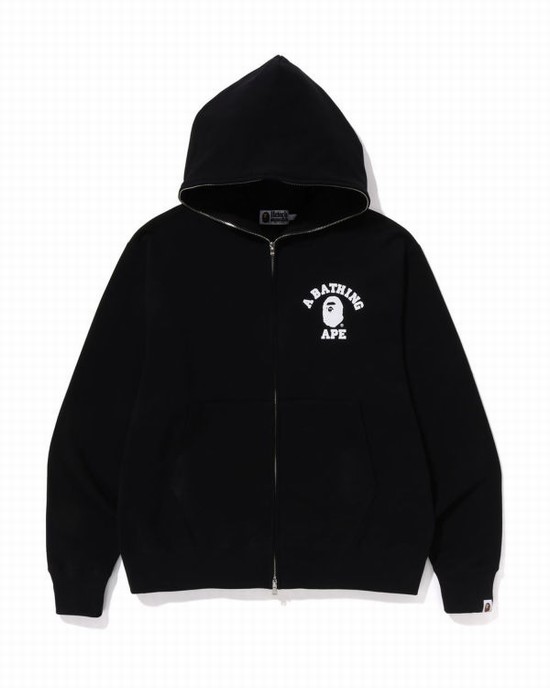 Pánské Mikiny S Kapucí Bape College Relaxed Fit Full Zip Černé | 09147IOGY