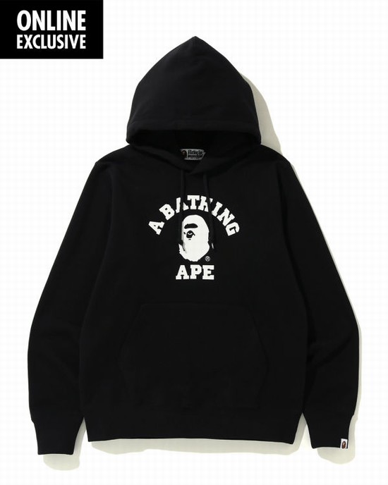 Pánské Mikiny S Kapucí Bape College Černé | 38159UNOX
