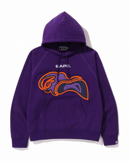 Pánské Mikiny S Kapucí Bape Cutting ABC Camo Thermography Relaxed Fit Pullover Fialové | 68297IVPU