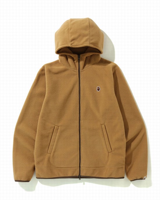 Pánské Mikiny S Kapucí Bape Fleece one point zip Béžový | 49136INTA