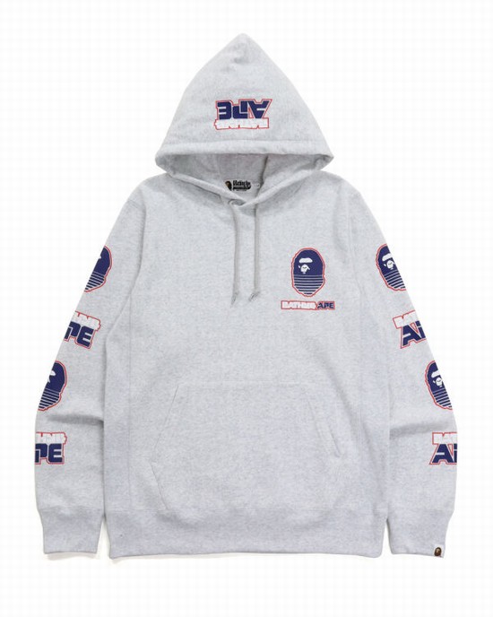 Pánské Mikiny S Kapucí Bape Grafická #1 Pullover Světle Šedé | 32695YQUC