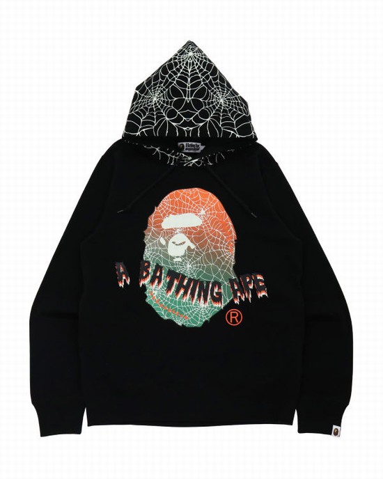 Pánské Mikiny S Kapucí Bape Halloween Ape Head Glow In The Dark Pullover Černé | 40286VXNL
