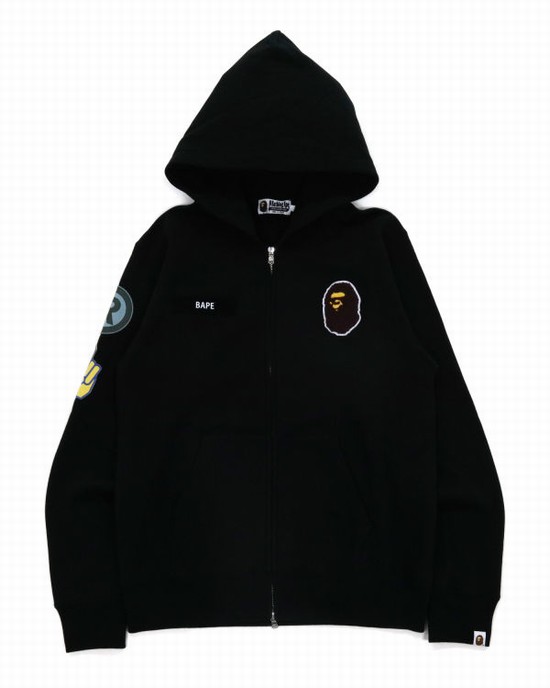 Pánské Mikiny S Kapucí Bape Military Patch Heavy Weight Černé | 65293QYTA