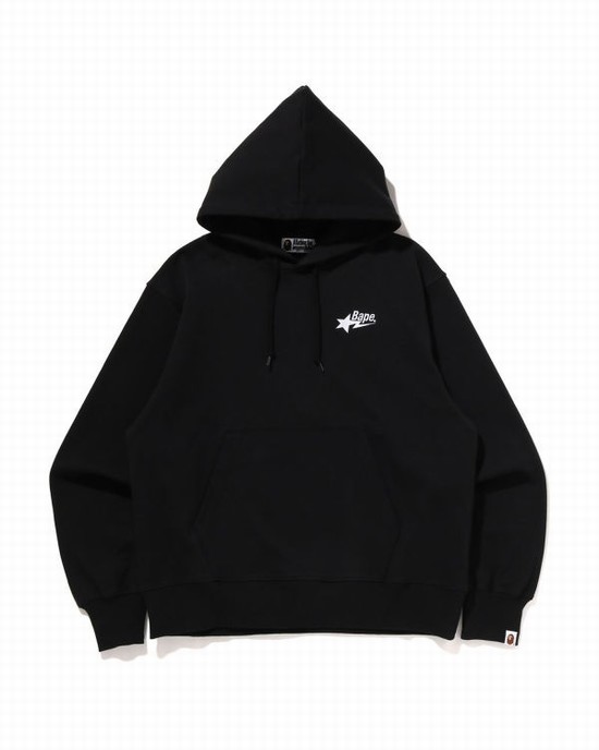 Pánské Mikiny S Kapucí Bape STA Logo Relaxed Fit Pullover Černé | 61809YRJG
