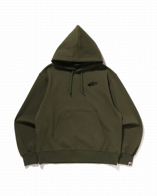 Pánské Mikiny S Kapucí Bape STA Logo Relaxed Fit Pullover Zelene | 94568ZWNM