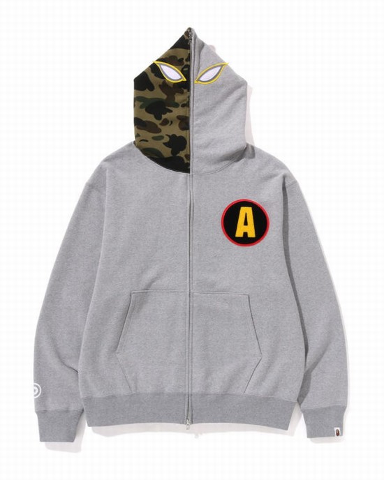 Pánské Mikiny S Kapucí Bape Shadow Relaxed Fit Full Zip Šedé | 26904YECD