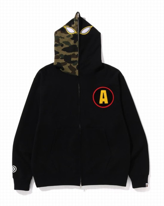 Pánské Mikiny S Kapucí Bape Shadow Relaxed Fit Full Zip Černé | 76129MYEJ
