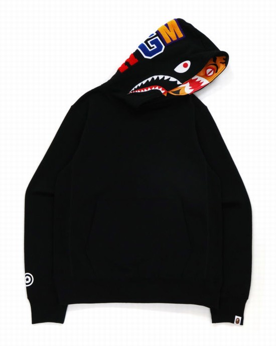 Pánské Mikiny S Kapucí Bape Shark Inside Tiger Pullover Černé | 06514BDXO