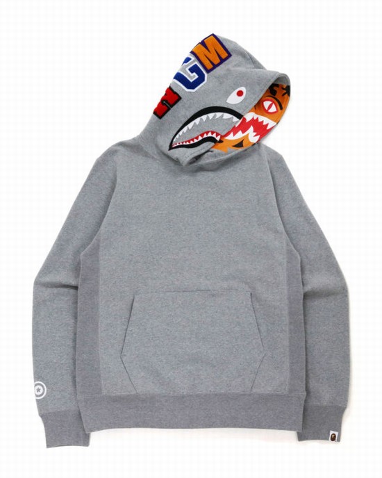 Pánské Mikiny S Kapucí Bape Shark Inside Tiger Pullover Šedé | 76231WSNH