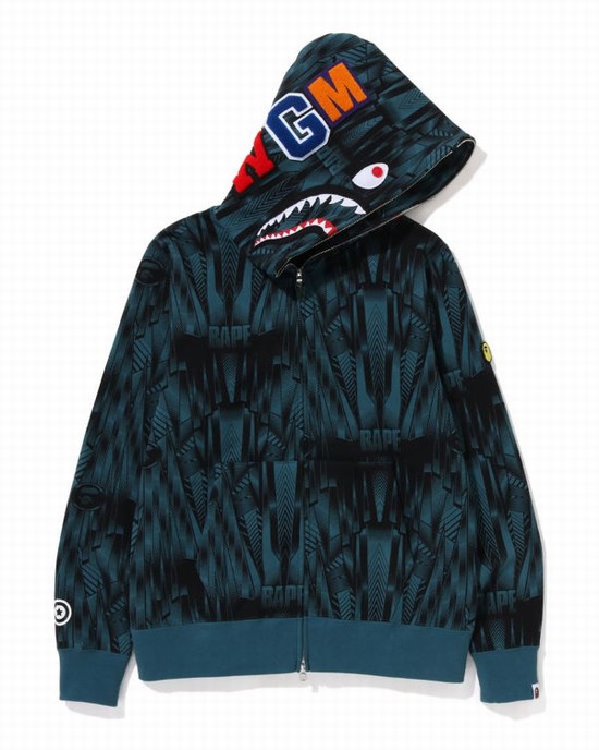 Pánské Mikiny S Kapucí Bape Speed Racer Shark Full Zip Blankyt | 49203SVBQ