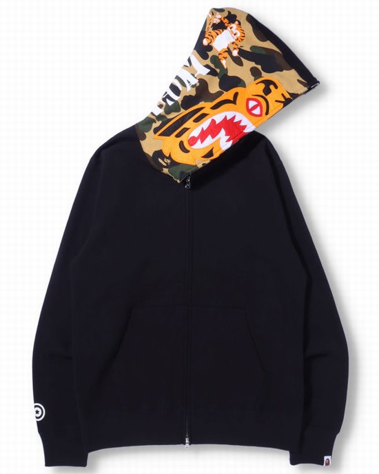 Pánské Mikiny S Kapucí Bape Tiger Full Zip Černé | 84625LDOI