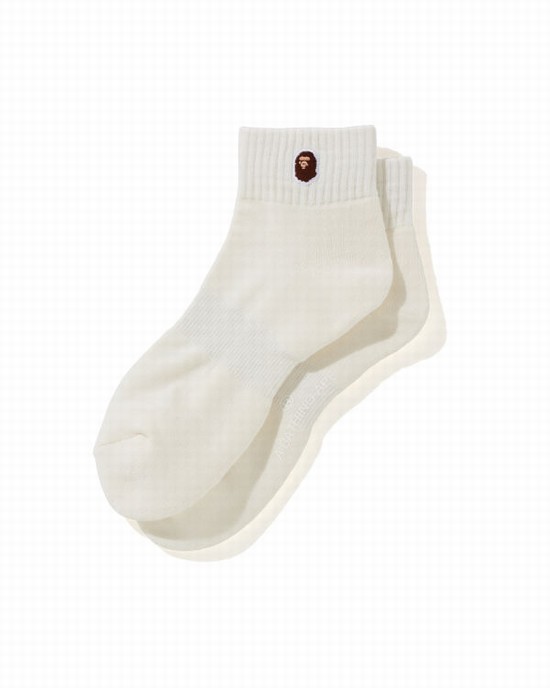 Pánské Ponožky Bape Ape Head One Point Ankle Bílé | 10726ICYK