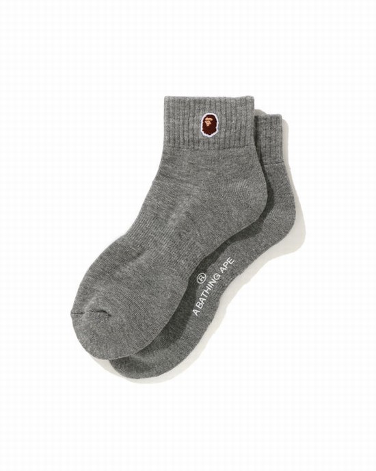Pánské Ponožky Bape Ape Head One Point Ankle Šedé | 15792AXBH