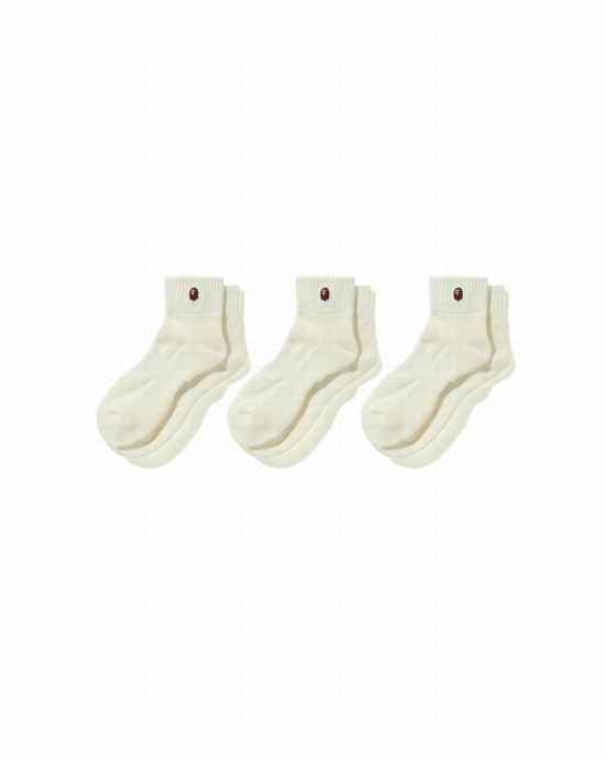 Pánské Ponožky Bape Ape Head One Point Ankle Bílé | 32059OJSC