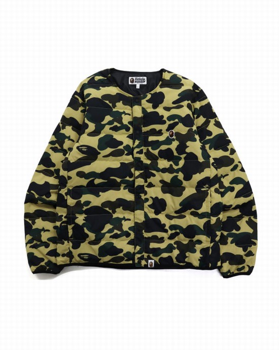 Pánské Péřové Bundy Bape 1st Camo Light Weight Žluté | 70569HKJM