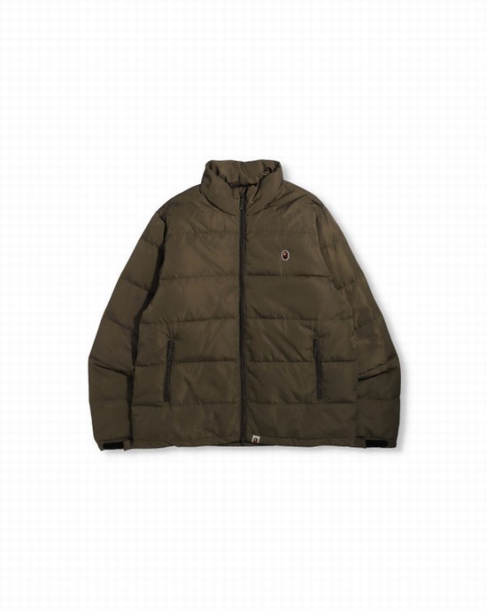 Pánské Péřové Bundy Bape Ape Head One Point Zelene | 09368GSHT