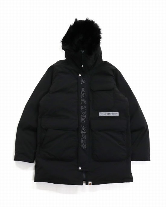 Pánské Péřové Bundy Bape Loose Fit Long Černé | 57219ZNVJ