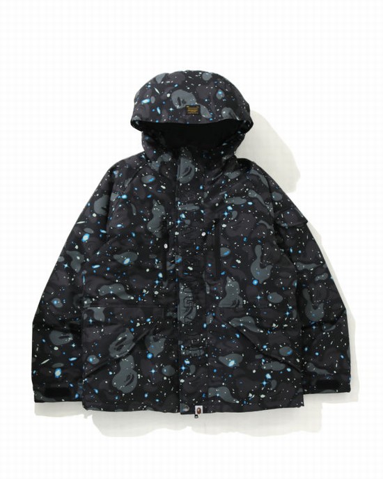 Pánské Péřové Bundy Bape Space Camo Military Loose Fit Černé | 30259RAOF