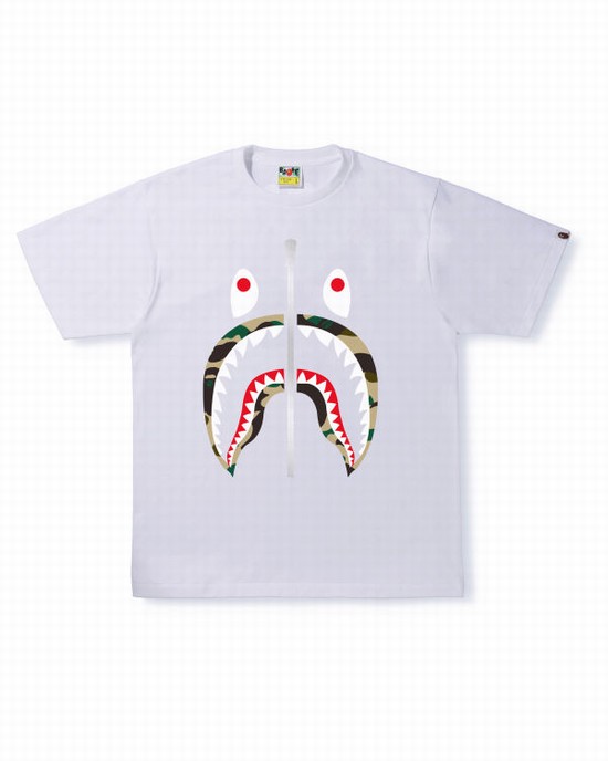 Pánské Tričko Bape 1st Camo Shark Bílé | 17096BICA