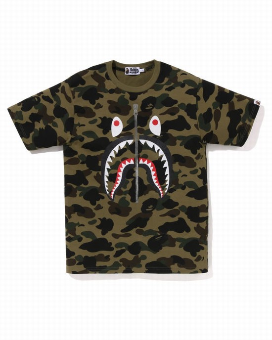 Pánské Tričko Bape 1st Camo Shark Zelene | 10248IDWH