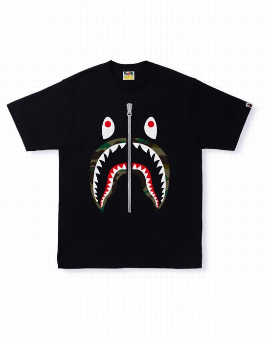 Pánské Tričko Bape 1st Camo Shark Černé | 34012CFMS