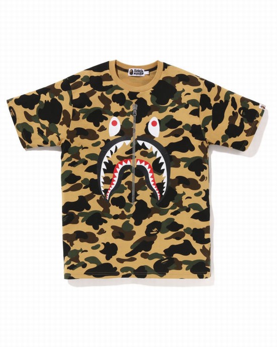Pánské Tričko Bape 1st Camo Shark Žluté | 92867SPNG