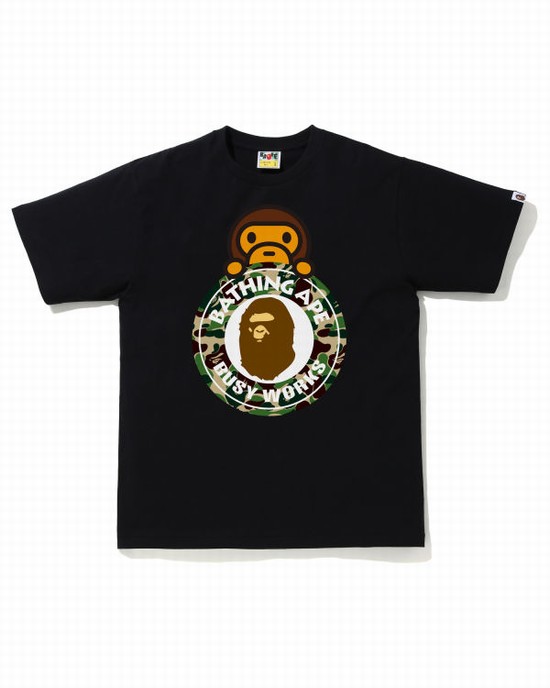 Pánské Tričko Bape ABC Camo Milo On Busy Pracovní Zelene | 91723WPIC