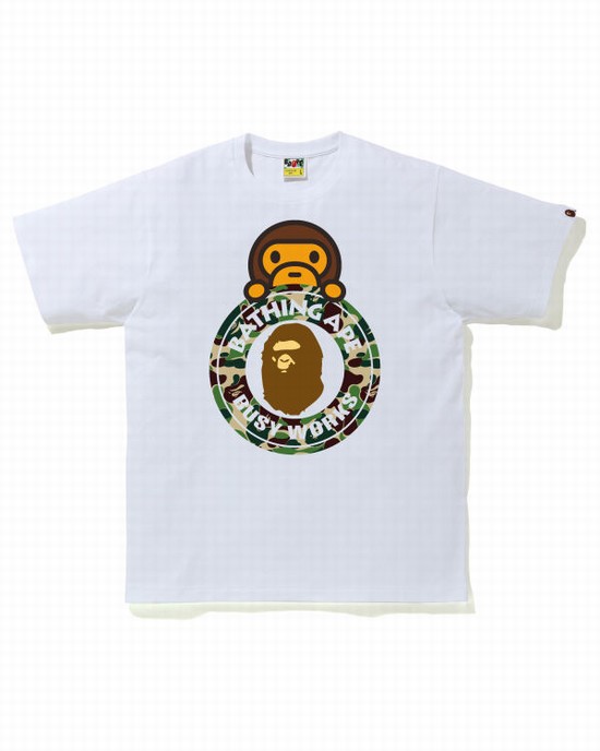 Pánské Tričko Bape ABC Camo Milo On Busy Pracovní Zelene | 98124RNFE