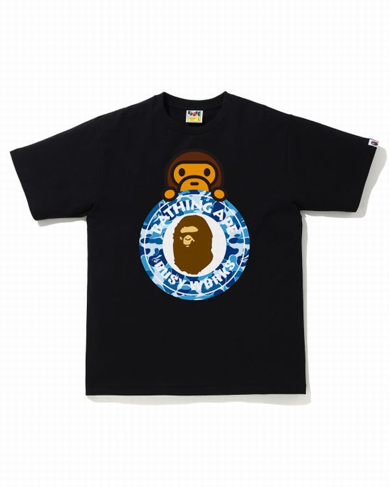 Pánské Tričko Bape ABC Camo Milo On Busy Pracovní Černé | 98430WYSG