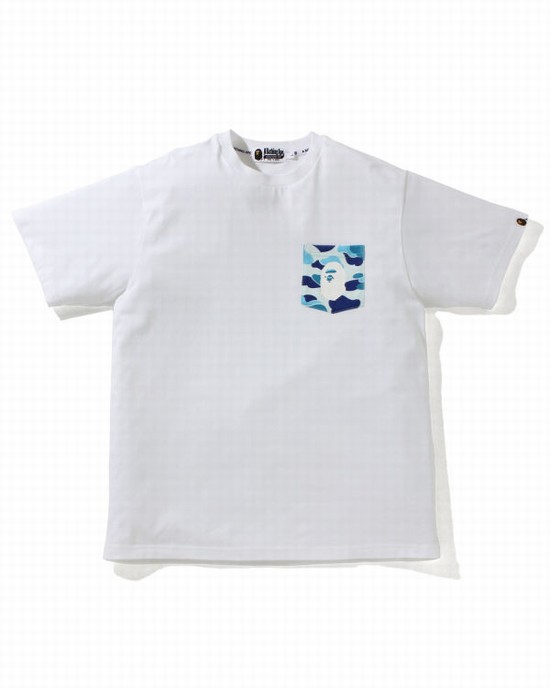 Pánské Tričko Bape ABC Camo pocket Světle Blankyt | 78569TKIN