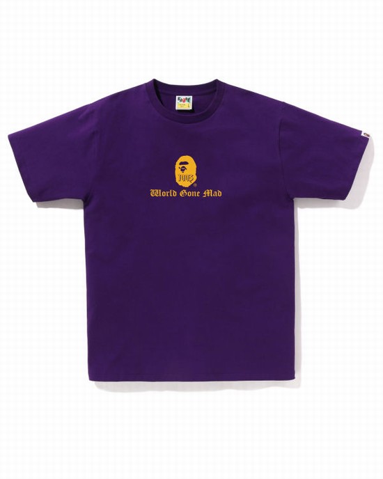 Pánské Tričko Bape A Bathing Ape Logo Fialové | 63582ITPV