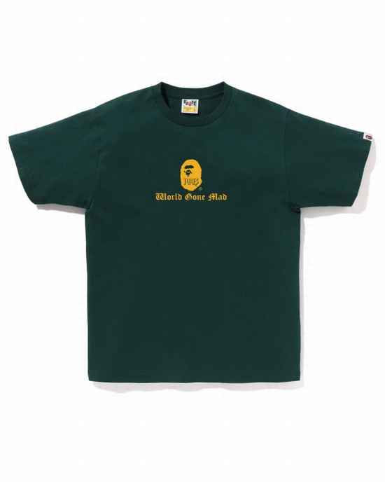 Pánské Tričko Bape A Bathing Ape Logo Tmavě Zelene | 96875CQRY