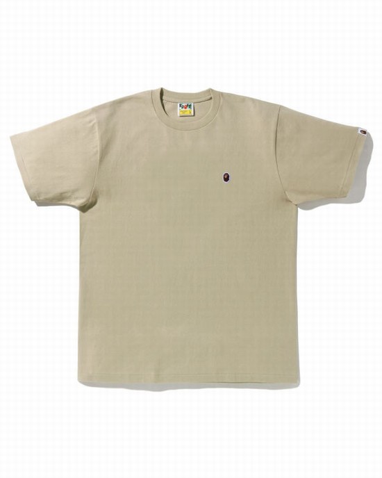 Pánské Tričko Bape Ape Head One Point Béžový | 37840FGEM