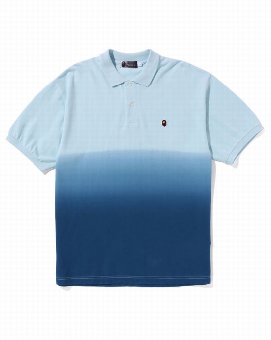 Pánské Tričko Bape Ape Head One Point Gradation Relaxed Fit Polo Blankyt | 31428KBMI