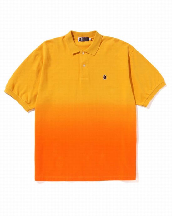 Pánské Tričko Bape Ape Head One Point Gradation Relaxed Fit Polo Oranžové | 67108DAJX