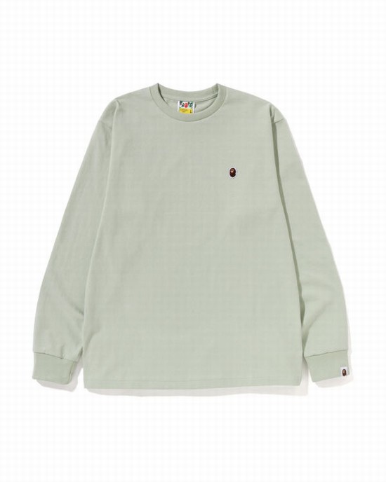 Pánské Tričko Bape Ape Head One Point L/S Zelene | 12637DHKW