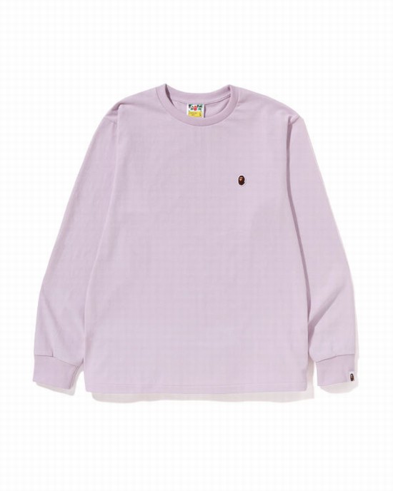 Pánské Tričko Bape Ape Head One Point L/S Fialové | 40325QBNK