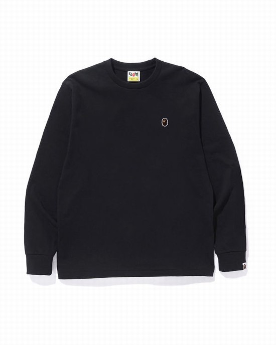 Pánské Tričko Bape Ape Head One Point L/S Černé | 96124RSJK