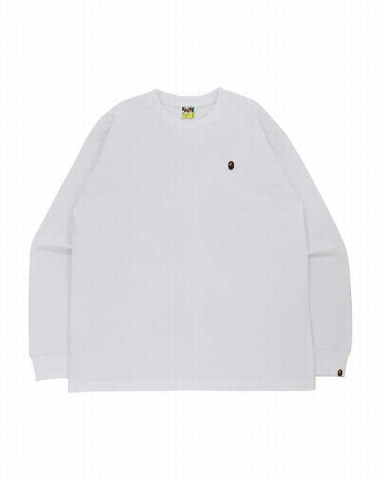 Pánské Tričko Bape Ape Head One Point Relaxed Fit L/S Bílé | 23580VUEA