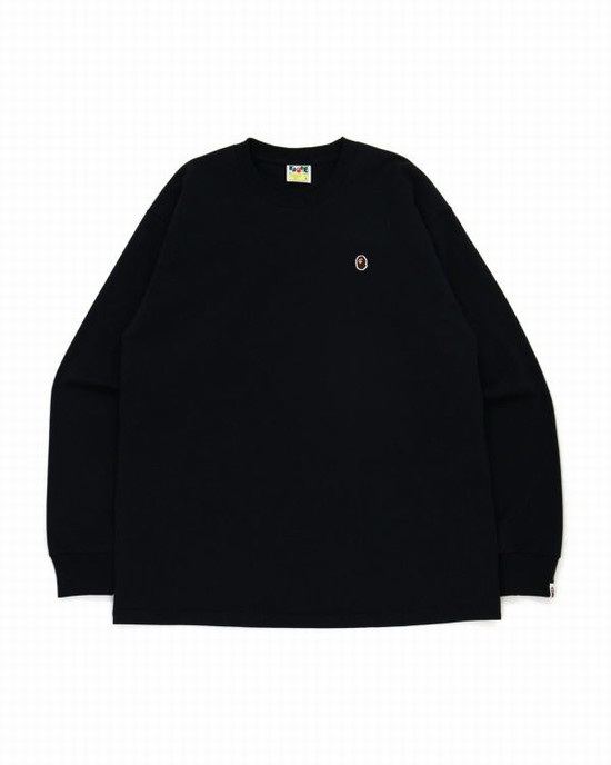Pánské Tričko Bape Ape Head One Point Relaxed Fit L/S Černé | 23601DVEP