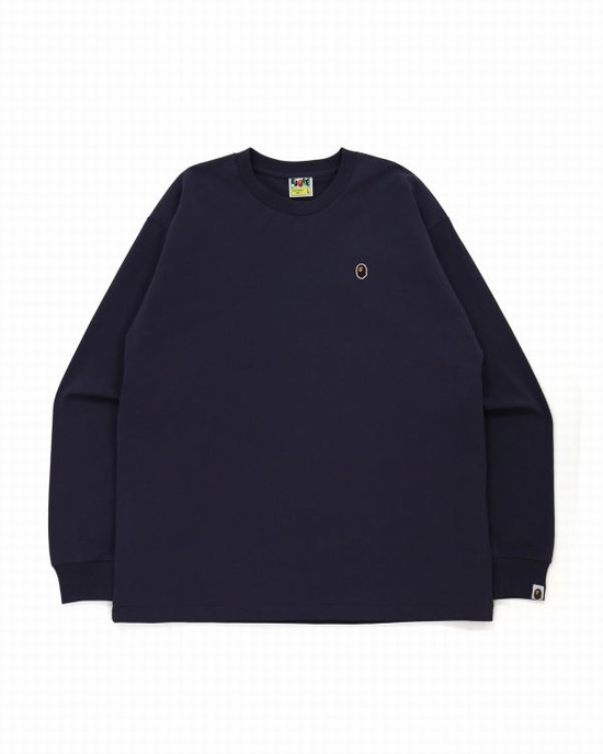 Pánské Tričko Bape Ape Head One Point Relaxed Fit L/S Fialové | 47109YCXI