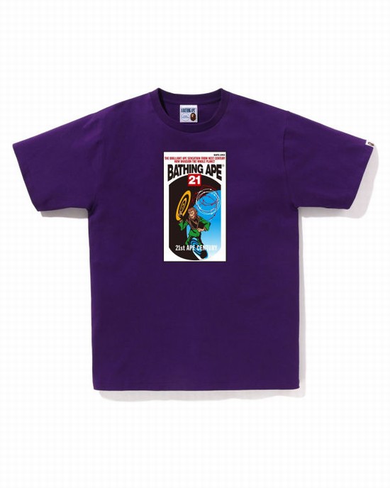 Pánské Tričko Bape Bathing Ape Fialové | 58029UPWO