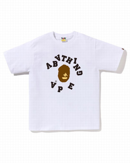Pánské Tričko Bape Broken College Bílé | 23975YONT
