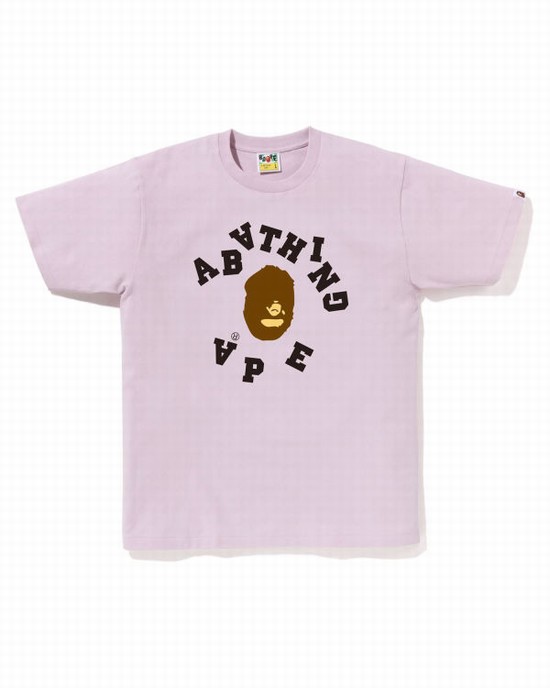 Pánské Tričko Bape Broken College Fialové | 83695QKUA