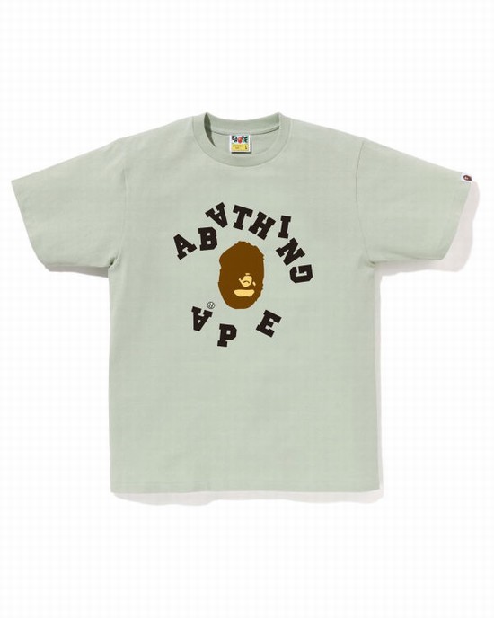 Pánské Tričko Bape Broken College Světle Zelene | 24065TPXA