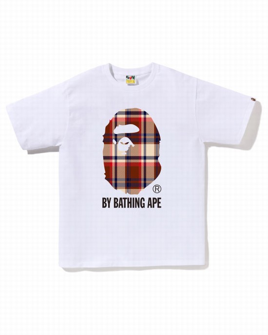 Pánské Tričko Bape Check By Bathing Ape Bílé | 71256MPBY