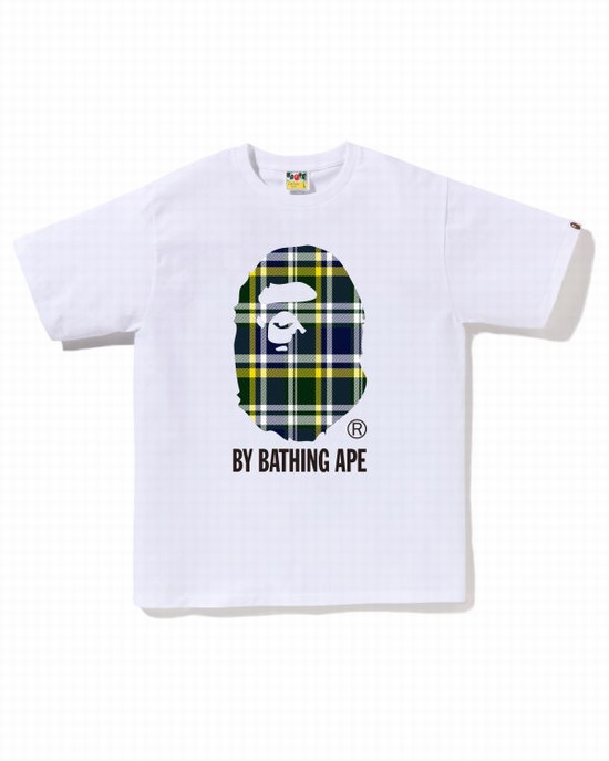Pánské Tričko Bape Check By Bathing Ape Bílé | 91756QUSM