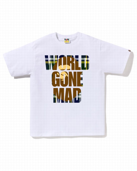 Pánské Tričko Bape Check WGM Ape Head Overlap Bílé | 32940SFGV